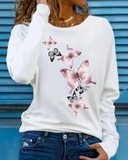 Butterfly Print Crew Neck Top