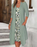 Irregular Fake Two-Piece Printed Dress