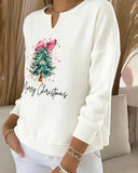Christmas Tree Print Casual Sweatshirt