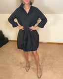 Solid Lapel Collar Shirt Dress