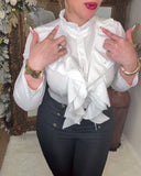 Ruffled Fashion Solid Color Women's Blouse