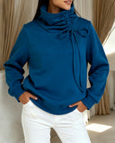 High-Neck Drawstring Casual Sweatshirt