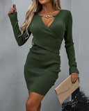 Chain V-Neck Elegant Dress