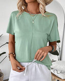 Solid Color Simple Round Neck T-Shirt
