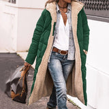 Women Solid Hooded Fleece Lined Sherpa Zipper Coat