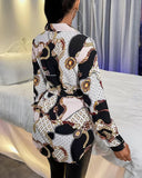 Fashion Waist Printed Blouse