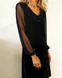 Solid Color Long-Sleeved Patchwork Dress