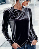 Solid Color Long-Sleeved Design Top
