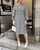 Lantern Sleeve Floral A-Line Dress