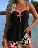 V-Neck Printed Sports Boxer Shorts Tankini