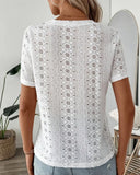 Lace V-Neck Solid Color Hollow Simple Blouse
