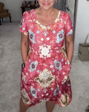 Casual Short Sleeve Round Neck Printed Dress