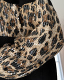 Pocketed Leopard-Print Paneled Coat