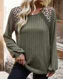 Ribbed Knit Leopard Print Top