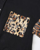 Pocketed Leopard-Print Paneled Coat