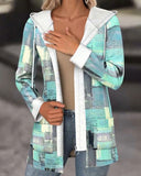 Hooded Zip-Up Printed Coat