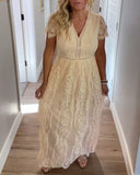 V-Neck Elegant Lace Waist Dress