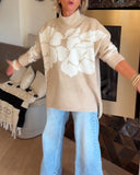 High Neck Floral Print Jumper