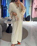 Hooded Embroidered Loose Dual Pocket Dress