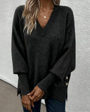 Lantern Sleeve V Neck Jumper