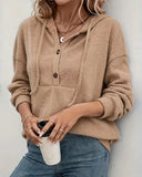 Button-Up Ribbed Brushed Hoodie