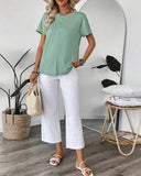 Solid Color Simple Round Neck T-Shirt