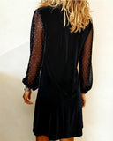 Solid Color Long-Sleeved Patchwork Dress