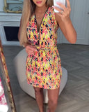 Half-Zip Sleeveless Floral Dress