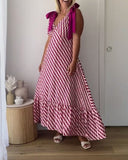 Sleeveless V-Neck Tie Print Dress