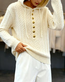 Hooded Fashionable Button Pullover