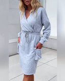 Casual Hooded Solid Color Dress