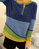 Striped Color-Blocked Long Sleeve Sweater