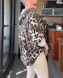 Hooded Loose Leopard Print Coat
