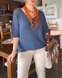 V-Neck Fashionable Knit Top