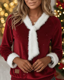 Fur Collar Tie Velvet Sweatshirt