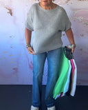 Casual loose solid color round neck pullover