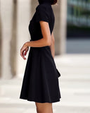 Fashionable Slim Waist Button Front Dress