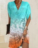 Elegant Slit Sleeve Print Dress