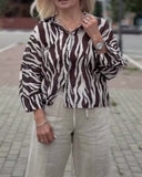 Casual Loose Fit Zebra Print Blouse