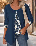 Fake Two-Piece Printed Top