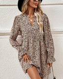 Leopard Print Temperamental V-Neck Dress