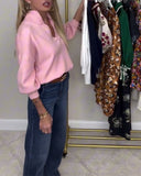 V-Neck Fashionable Long-Sleeved Pullover