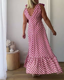 Sleeveless V-Neck Tie Print Dress