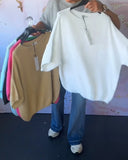 Casual loose solid color round neck pullover