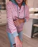 Casual Striped Hooded Long-Sleeved T-Shirt