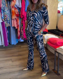 V-Neck Pleated Printed Slim-Fit Suit