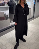 Lantern Sleeve Loose Button Dress