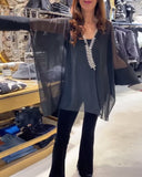 Solid Color Personalized Mesh Blouse