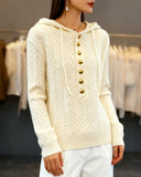 Hooded Fashionable Button Pullover
