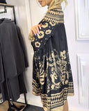 Fashion Printed Batwing Sleeve Dress